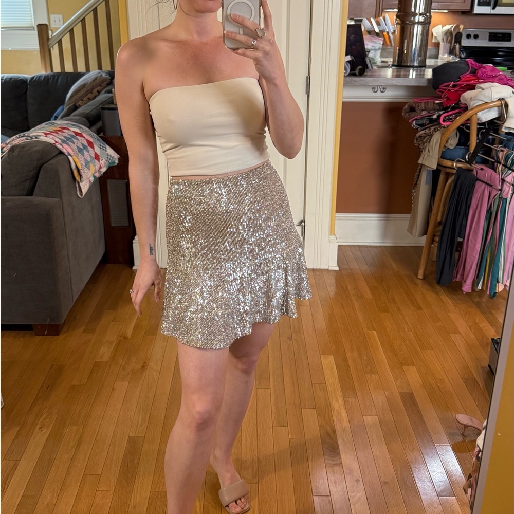 Sequin Silver Skirt